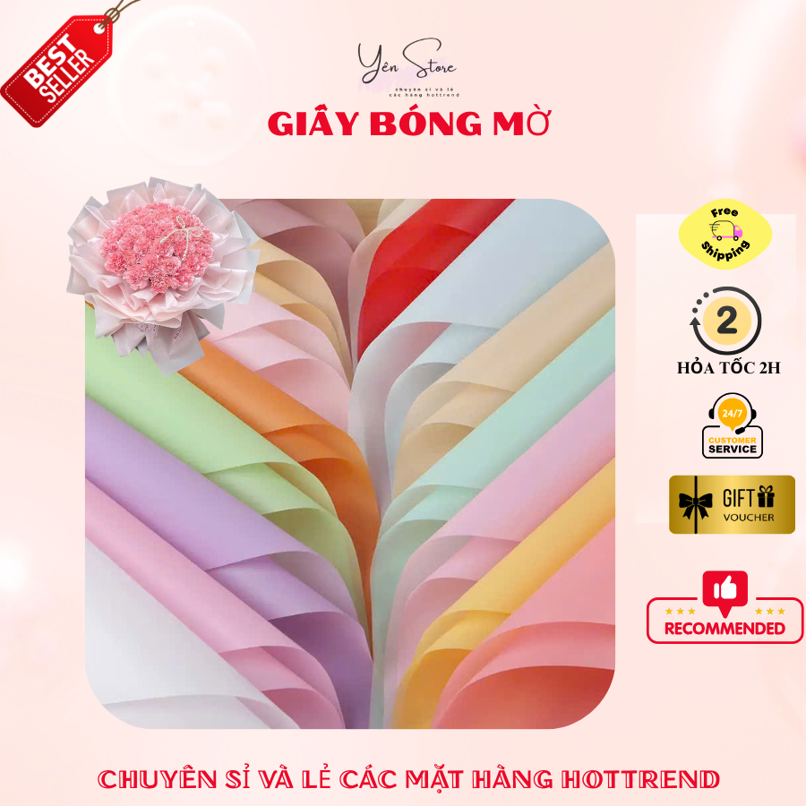 Xấp 10-20 Tờ Giấy Bóng Mờ Loại Tốt Nhiều Màu Sắc Dùng Gói Hoa, Giỏ Quà, Giỏ Trái Cây, Đồ Handmade
